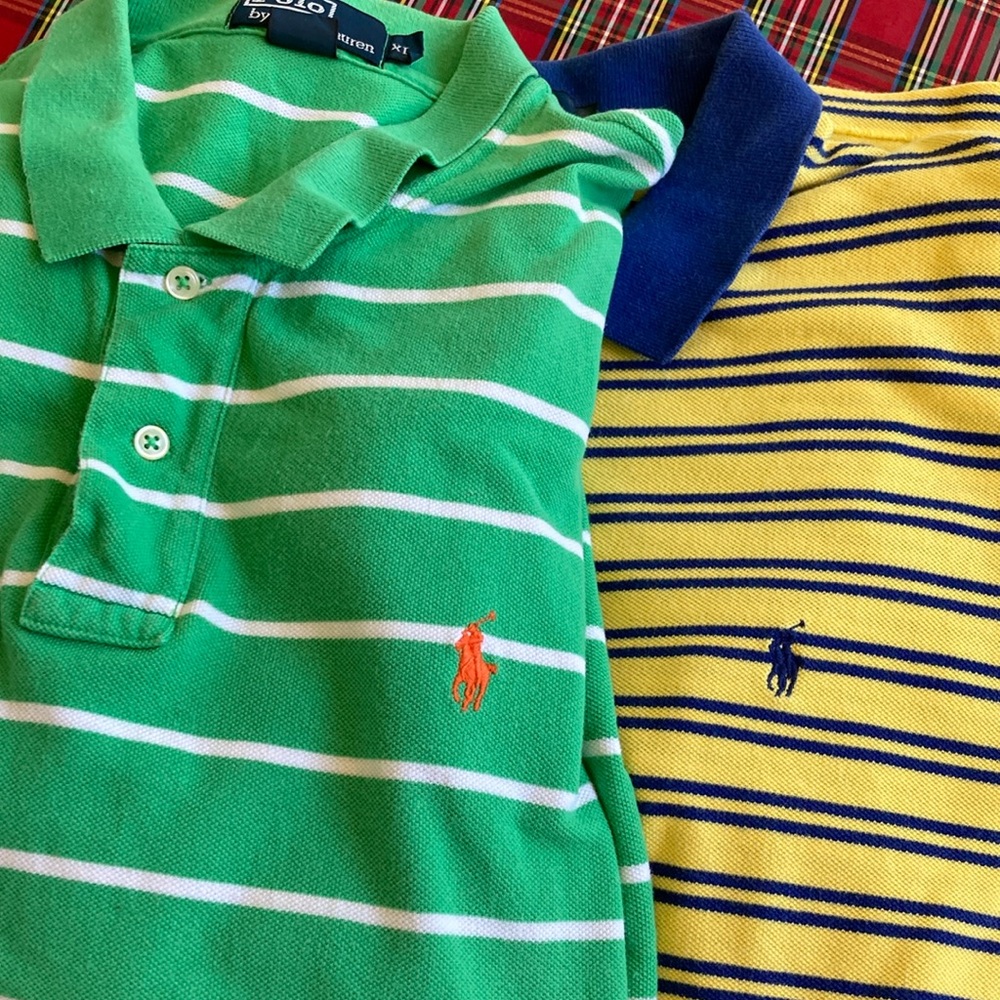 Polo by Ralph Lauren Kids Green Striped and Yellow Stripe  Shirt